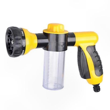 1pc Yellow Foam Spray Gun for Garden Hose (1/4)