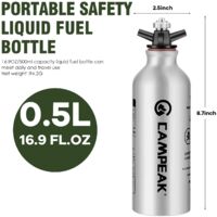 Bouteille de combustible liquide portable en aluminium pour essence, kérosène, alcool, bidon de rechange 0,5 L/1 L pour réchauds de cuisine portables