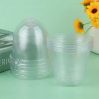 (Transparent) Lot de 5 pots de pépinière transparents avec couvercle, dômes de semis en plastique PET pour le repiquage et le transport des plantes.