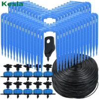 Système d'irrigation goutte à goutte pour serre (tuyau 3/5 mm - 30 m) avec transmetteur fléché 2 voies (3/5 mm) et 4 sorties. Idéal pour l'arrosage automatique de plantes en pot.