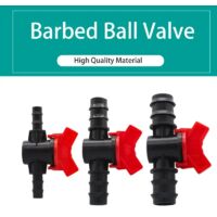 (Vanne 8 mm, lot de 2, autre) 2 vannes à bille cannelées en plastique, type pagode, avec robinet d'arrêt et raccord de tuyau pour l'irrigation d'aquariums et de jardins.