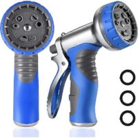 Hose Pipe Spray Gun,9 Adjustable Patterns Garden Hose Nozzles & Spray Guns, Heavy Duty Metal High Pressure Hose Nozzle/Hose Gun (Blue-1Pack)