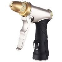 Garden Hose Spray Gun with Brass Nozzle, High Pressure Spray Nozzle for Car and Pet Washing, Lawn and Garden/Sidewalk Watering
