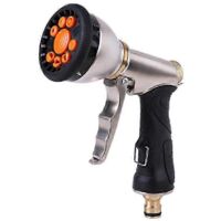 Garden Hose Nozzle Sprayer - Heavy Duty Metal with Grip Trigger. 9 Adjustable Patterns Best for Han