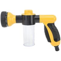 Dog Wash Hose Attachment Ergonomic Pet Wash Hose Spray Nozzle with Thicken Soap Dispenser Bottle Yellow
