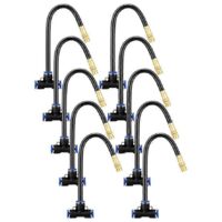 10 Pcs Brass Misting Nozzles Tee with 8 Inch Built in Hose 360 Degree Rotation Adjustable Water Mister Nozzles