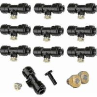 1/4'' Lock Misting Nozzle Kit 12x Brass Misting Nozzles 0.3mm 10/24 UNC + 10x Nozzle Tees + 1x Cap, Mist Nozzles for Patio Misting System Outdoor Cool