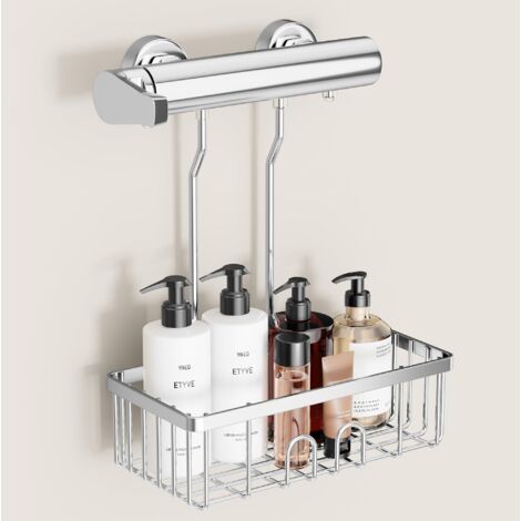 Étagère de douche sans perçage à suspendre - Panier de rangement en acier inoxydable pour salle de bain (1/5)