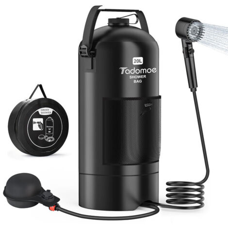 Douche Solaire de Camping Portable 20L avec Pompe à Pied et Pommeau Réglable - Idéal pour Randonnée, Plage et Nettoyage Extérieur (1/5)