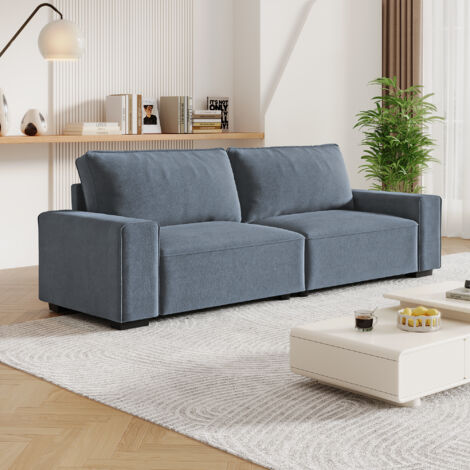 Neche Modernes 3-Sitz-Couch aus grauer Chenille für Wohnzimmer – mit großen Armlehnen – 220 x 83 x 88 cm