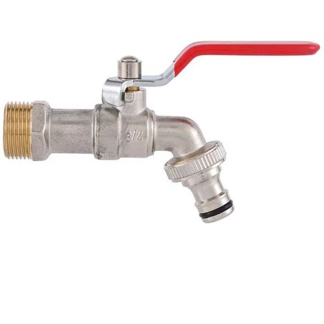 Robinet extérieur en laiton – Résistant à la rouille et au gel – Raccord de tuyau inclus – Dimensions 12.5x8.5x2cm
