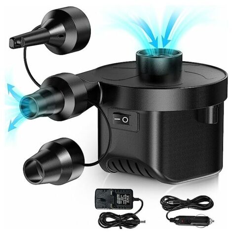 Gonfleur Électrique, Pompe Gonflage Gonfleur Degonfleur avec 3 Buses pour Matelas Gonfleur, Piscine Gonflable, Coussin Gonflable,Pompe Électrique avec Adaptateur Voiture Maison (1/5)