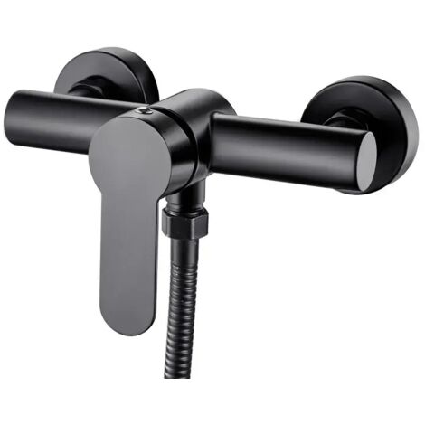 Baignoire Robinet De Douche Noir En Acier Inoxydable Salle De Bains Baignoire Robinet De Douche Pommeau De Douche Fixé Au Mur (1/5)