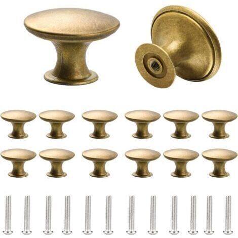 Lot de 12 boutons de placard vintage chic en laiton antique, Rond Boutons d'armoire,Boutons de laiton antique, 30mm Vintage Laiton Poignées Boutons de Meuble de Meuble pour Placards de Cuisine