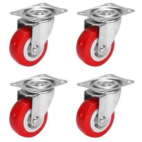 Lot de 4 Roulettes 37mm Polyuréthane - Silencieuses Sans Traces pour Meubles Lourds Palettes (120kg) (1/4)