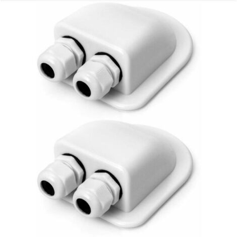 2PCS Passe-Toit IP68 Presse-étoupe Solaire étanche boîtier d'entrée de câble Double résistant aux intempéries, Caravane et Bateau Passe câble en ABS, Blanc (1/5)