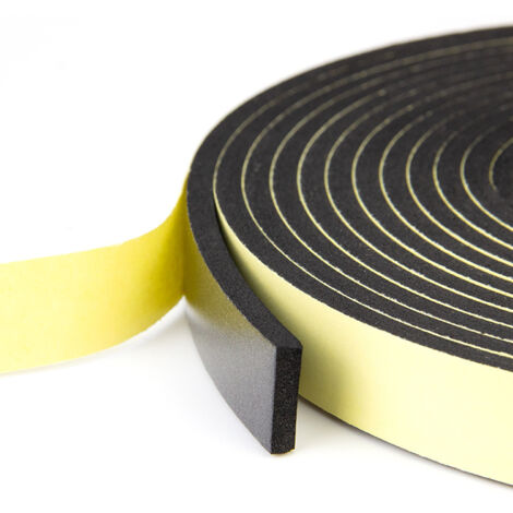 Joint monobloc pour porte et fenêtre, joint en mousse adhésive pour porte d'entrée, bande en néoprène résistant au froid 8 mm (l) x 5 m (L), noir et jaune (1/5)