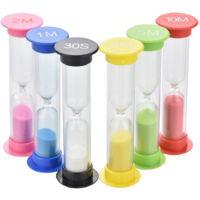 6-teiliges Sanduhr-Set, bunte Sanduhren, 10/5/3/2/1/30 Sekunden Sanduhr-Aufbewahrungsbox für Küche und Kinderzimmer
