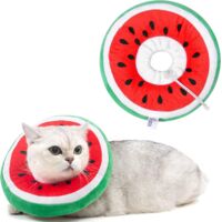 Verstellbare und faltbare Anti-Leck-Katzenhalsbänder, weiche Stoff-Anti-Kratz-Katzenhalsbänder, weiche, fruchtförmige Halsbänder (Wassermelone, S)