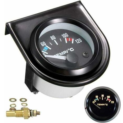 PAIR Kit de jauge de température de l'eau pour voiture Noir LED Universel Manomètre de température de l'eau de voiture Cadrans de 101,6 à 120°（Diamètre 52mm） (1/5)