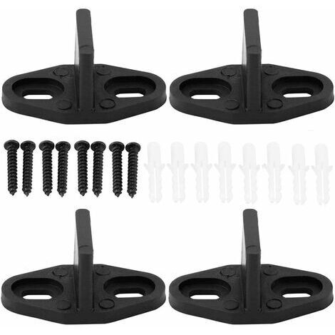 PAIR Guide au Sol Robuste Guide de Plancher de Porte Mur de Guidage au sol Réglable avec des Vis Convient pour Porte D'armoire Porte en Bois Porte de Grange 4 Pièces Noir (1/5)