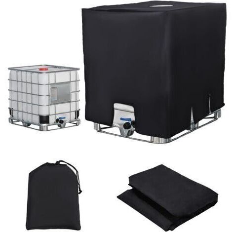Pair Housse de protection pour réservoir d'eau IBC 300 L, imperméable, zippée, coupe-vent, anti-UV, 420D, résistante aux déchirures (1/4)