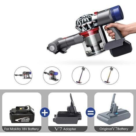 Pair Convertisseur d'adaptateur de batterie au lithium Makita Lxt 18 V vers les aspirateurs de la série Dyson V7,de (1/4)