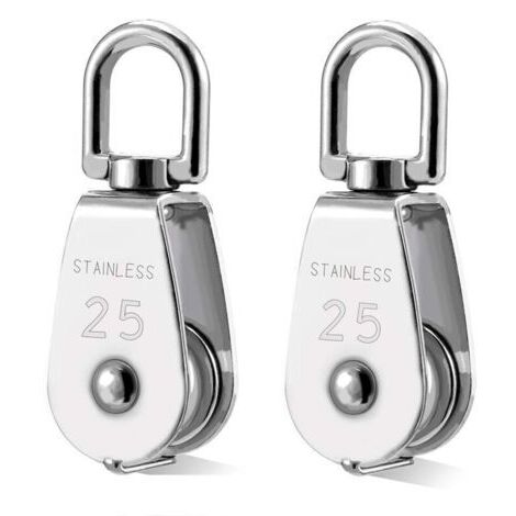 Pair 2 Pcs Poulie en Acier Inox 304 M25 Poulie de Levage Rouleau de Chargement (1/4)