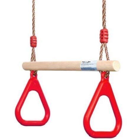 Pair Balançoire et portique,Balançoire en bois trapèze avec anneaux de gymnastique Aire de jeux pour enfants Jeu de toboggans Jardin extérieur intérieur,de (1/4)