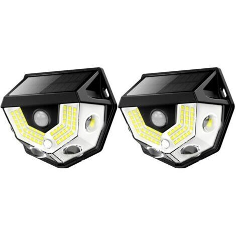 Pair Lampe solaire à détecteur de mouvement, grand angle 270°, étanche IP65, éclairage de sécurité extérieur pour porte d'entrée, cour et garage (lot de 2) (1/4)