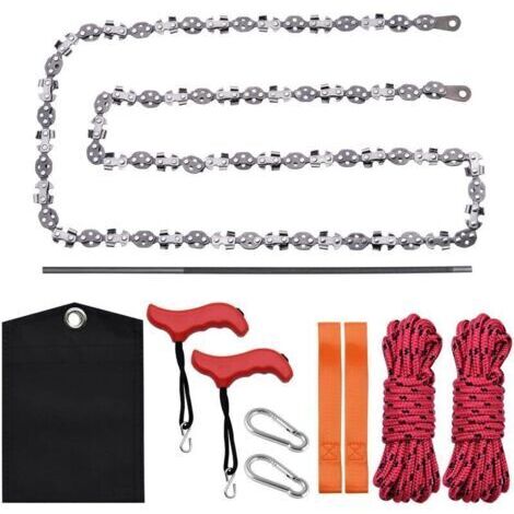 Pair Scie à chaîne à corde pliable manuelle, coupe large à 68 dents pour la randonnée, la survie en milieu sauvage, le jardinage et le camping,de (1/4)