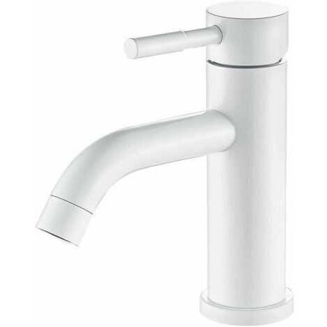 Pair Robinet de salle de bain blanc, robinet de lavabo en acier inoxydable (1/3)