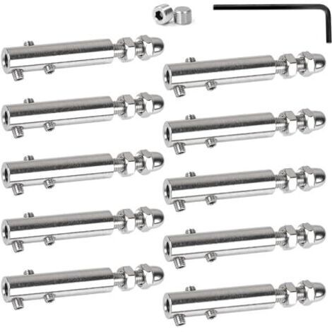 Pair Lot de 10 Serre-câbles 6 mm Tendeur en inox avec tige filetée et clé Allen, Serre-câble en acier inoxydable pour la fixation et la tension des câbles remplissage de garde-corps, balustrades (1/5)