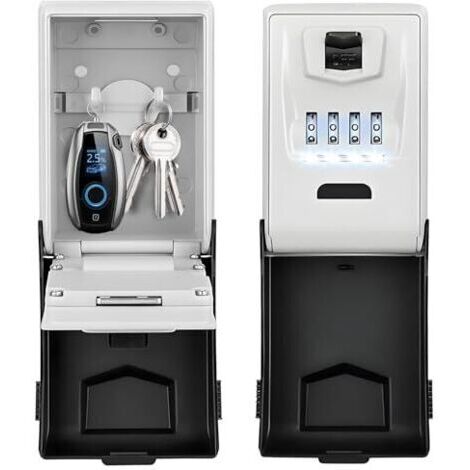Pair Coffre-fort à clés avec code numérique, grand coffre-fort à clés à 4 chiffres avec code éclairé, coffre-fort à clés étanche et antirouille pour l'extérieur, pour la maison, le bureau, l'école, le (1/5)
