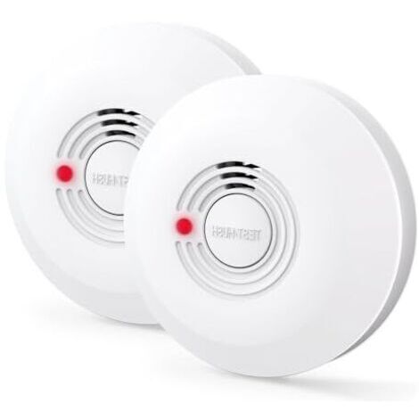 Pair Détecteur de fumée avec autonomie de 10 ans, alarme incendie pour usage domestique, indicateur LED, grand bouton test/silence (1/5)