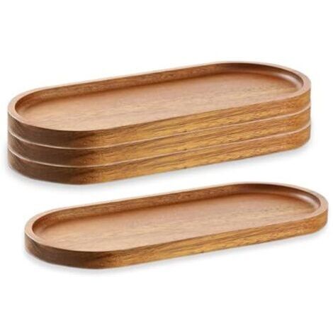 Pair Plateaux de service en bois, planches à charcuterie, plateaux ovales en bois, plateau de service à fromage, plateaux en vrac pour desserts, amuse-gueules, pain, collations aux fruits