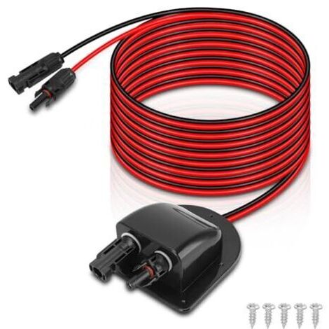 Pair Câble solaire double entrée, entrée de toit étanche avec boîtier ABS, rallonge solaire 10 AWG 3 m, connecteur de module solaire pour camping-cars, bateaux et véhicules. (1/5)