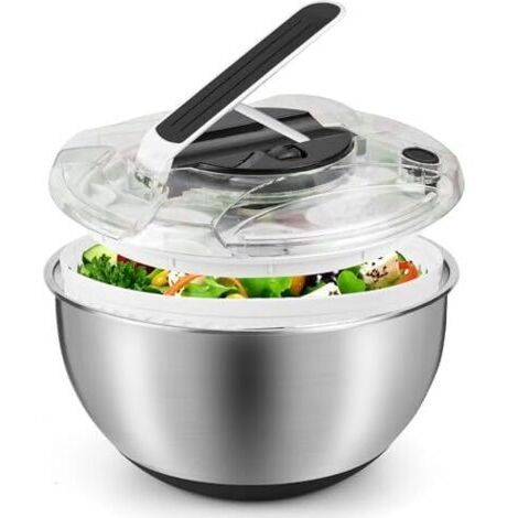 Pair Essoreuse à Salade 3,5L en Acier Inoxydable Grande, Panier a Salade avec Couvercle, Base Antidérapante, Salad Spinner pour Laver et égoutter Les Salades, égoutter Les Pâtes, etc.