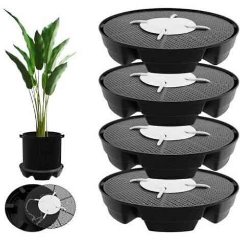 Pair Lot de 4 dessous de pot en tissu auto-arrosant, dessous de pot de fleurs auto-arrosant, pieds pour pots de fleurs extérieur, pot de fleurs auto-arrosant, pot auto-arrosant (1/5)