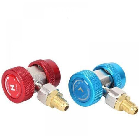 Pair R134A Adaptateur,Connecteur Coupleur Rapide Climatisation Haut et Bas Raccords Rapides de Réfrigérant pour Distributeur de Réfrigérant 1/4 \" A (1/4)