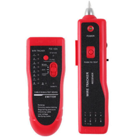 pair Traceur de Câble Électrique RJ45 RJ11 Ethernet LAN - Testeur de Câble Réseau Multifonction avec Continuité et Toner Tracer - Outil Idéal pour Techniciens Télécom et Bricoleurs Domestiques Red (1/5)
