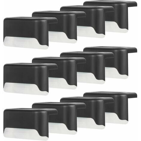 Pr Lampe de clôture solaire étanche, lumière de pont solaire, lampe d'escalier, lampes solaires de jardin LED IP65 pour clôtures d'escalier de patio (Lumière chaude-Noir, 12 PCS) (1/5)