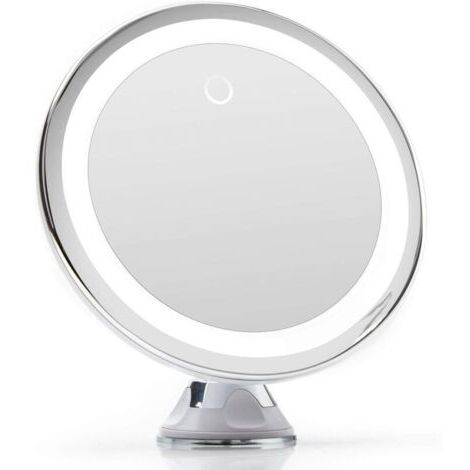 Pr Ersandy – Miroir grossissant 10x lumineux LED – 14 lampes – Fixation ventouse – Éclairage naturel dimmable pour maquillage et toilettage (1/5)