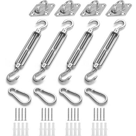 Pr M6 Kit de Fixation pour Voile D'ombrage, Acier Inoxydable Soleil Voile D'ombrage Kit de Fixation pour Triangle et Carré, Rectangle, du Soleil Voile D'ombrage Accessoires de Fixation (1/5)