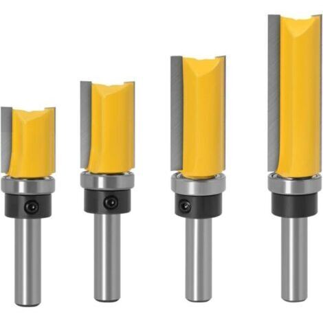 Pr 4pcs 6mm Tige Motif de Garniture Routeur Bits Set Template Trim Routeur Bits Routeur de Motif de Finition Affleurant Outil de Coupe de Fraisage du Bois , 12mm,20mm , 25mm , 38mm (1/4)