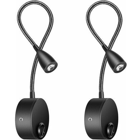Pr Lampe Chevet Murale 2 Pack Lumières Applique Liseuse LED Col de Cygne Lumière 3W, 6000K Blanc Chaud Lampe de Lecture. [Classe énergétique E] (1/5)