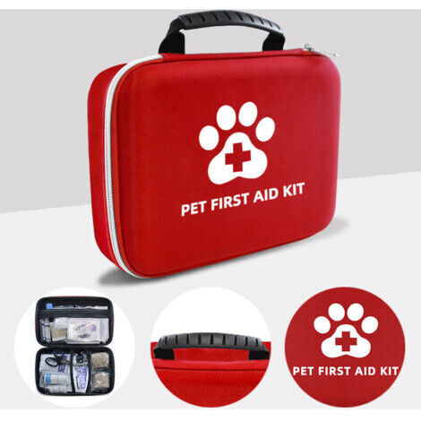 Pr Kit de Premiers Secours Pour Chien,101 Pièces,Trousse de Secours Chien Pour Les Soins à La Maison et Pour Les Urgences en Voyage en,Compact et Portable (1/4)