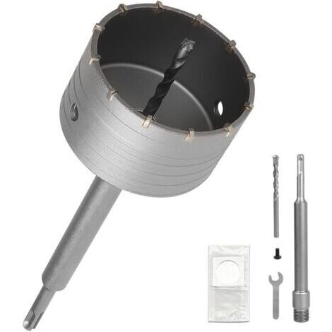 Pr 110mm Scie Cloche Beton, avec 220mm Rallonge SDS PLUS et Foret de Centrage, Carotteuse Beton, Trépan Béton Multi Matériaux, Scie Cloche pour Maçonnerie Pierres, Ciment, Brique (1/4)