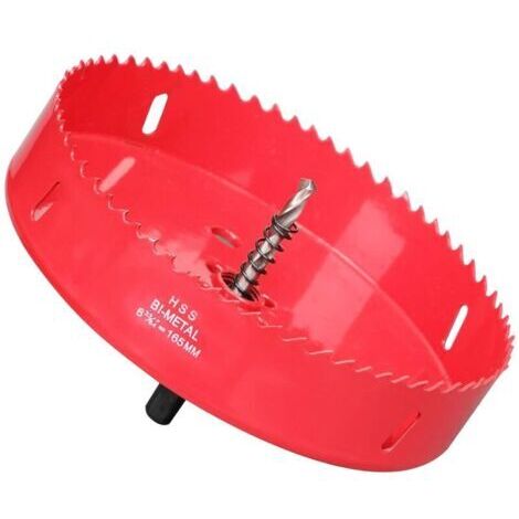 Pr Scie Cloche Bi-métal 165mm, M42 HSS Bimétallique Scie Trèpan avec Foret de Centrage pour Robuste Perceuse à Percer pour Fer, Aluminium, Bois, Cloison Sèche, Tuyau, Panneau de Fibres de Bois/Rouge (1/4)
