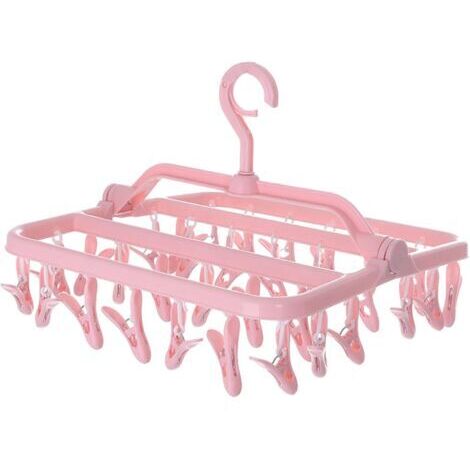 Pr Etendoir Chaussette, Etendoir Linge avec 32 Pinces, Sechoir a Linge Pliant Suspendu, Etendoir Linge Interieur Extérieur, pour Chaussettes, sous-Vêtements et Petits Vêtements (1/5)